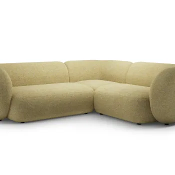 Coltar stanga 4 locuri, Kate, Micadoni, 252x220x76 cm, tesatura structurata, galben melanj imagine