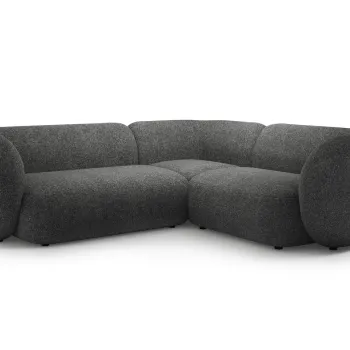 Coltar stanga 4 locuri, Kate, Micadoni, 252x220x76 cm, tesatura structurata, gri inchis melanj imagine