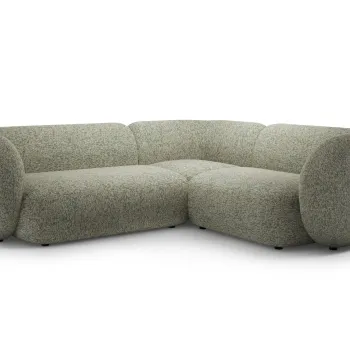 Coltar stanga 4 locuri, Kate, Micadoni, 252x220x76 cm, tesatura structurata, verde muschi melanj imagine