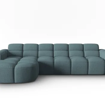 Coltar stanga 4 locuri, Lisa-193, Micadoni Home, 310x170x77 cm, tesatura structurata, albastru deschis imagine