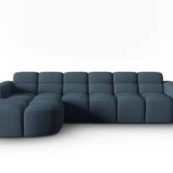 Coltar stanga 4 locuri, Lisa-193, Micadoni Home, 310x170x77 cm, tesatura structurata, albastru inchis imagine