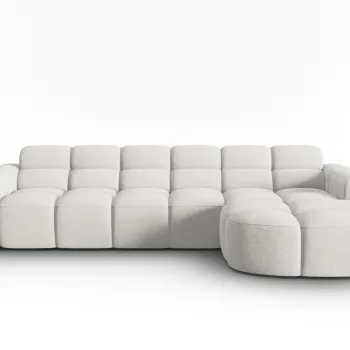 Coltar stanga 4 locuri, Lisa-193, Micadoni Home, 310x170x77 cm, tesatura structurata, gri deschis imagine