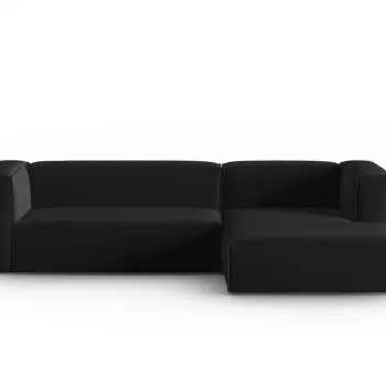 Coltar stanga 4 locuri, Mackay, Cosmopolitan Design, 282x166x73 cm, catifea, negru imagine