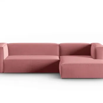 Coltar stanga 4 locuri, Mackay, Cosmopolitan Design, 282x166x73 cm, catifea, roz somon imagine