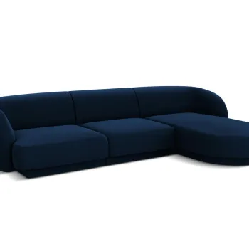 Coltar stanga 4 locuri, Miley, Micadoni Home, BL, 259x155x74 cm, catifea, albastru regal imagine
