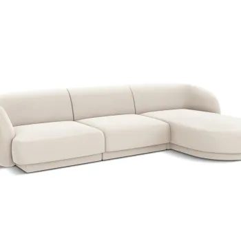 Coltar stanga 4 locuri, Miley, Micadoni Home, BL, 259x155x74 cm, catifea, bej deschis imagine