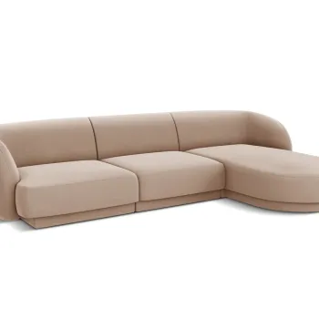 Coltar stanga 4 locuri, Miley, Micadoni Home, BL, 259x155x74 cm, catifea, cappuccino imagine