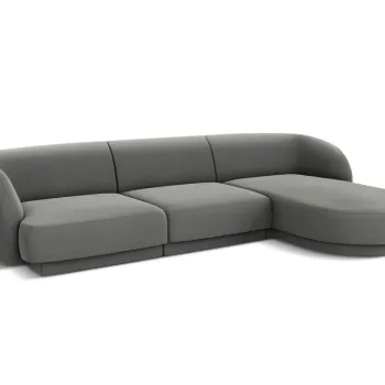 Coltar stanga 4 locuri, Miley, Micadoni Home, BL, 259x155x74 cm, catifea, gri deschis imagine