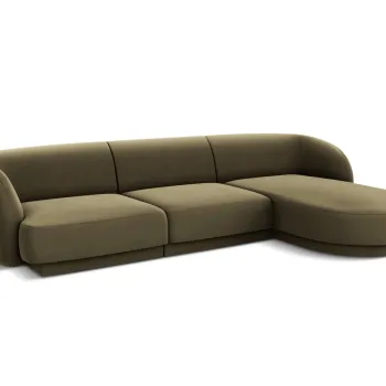 Coltar stanga 4 locuri, Miley, Micadoni Home, BL, 259x155x74 cm, catifea, verde imagine