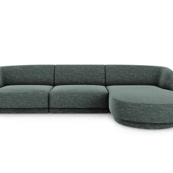 Coltar stanga 4 locuri, Miley, Micadoni Home, BL, 259x155x74 cm, poliester chenille, albastru petrol imagine