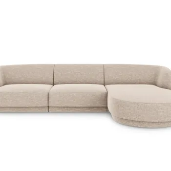 Coltar stanga 4 locuri, Miley, Micadoni Home, BL, 259x155x74 cm, poliester chenille, bej imagine