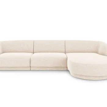 Coltar stanga 4 locuri, Miley, Micadoni Home, BL, 259x155x74 cm, poliester chenille, bej deschis imagine