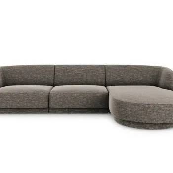 Coltar stanga 4 locuri, Miley, Micadoni Home, BL, 259x155x74 cm, poliester chenille, gri imagine