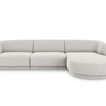 Coltar stanga 4 locuri, Miley, Micadoni Home, BL, 259x155x74 cm, poliester chenille, gri deschis imagine