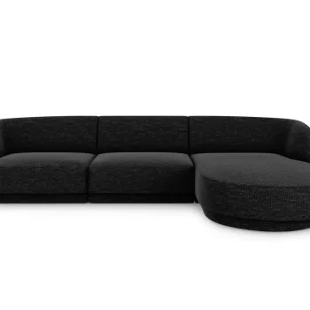 Coltar stanga 4 locuri, Miley, Micadoni Home, BL, 259x155x74 cm, poliester chenille, negru imagine