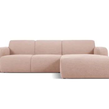 Coltar stanga 4 locuri, Molino-101, Micadoni Home, 250x170x72 cm, tesatura boucle, roz pudra imagine