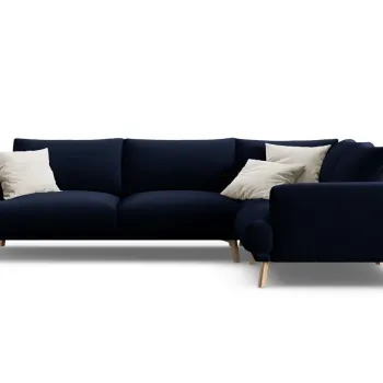 Coltar stanga 4 locuri, Naomi, Micadoni Home, 280x195x75 cm, catifea, albastru regal imagine