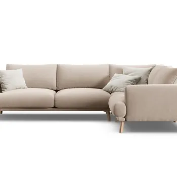 Coltar stanga 4 locuri, Naomi, Micadoni Home, 280x195x75 cm, catifea, bej imagine