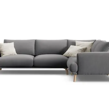 Coltar stanga 4 locuri, Naomi, Micadoni Home, 280x195x75 cm, catifea, gri imagine