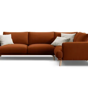 Coltar stanga 4 locuri, Naomi, Micadoni Home, 280x195x75 cm, catifea, teracota imagine