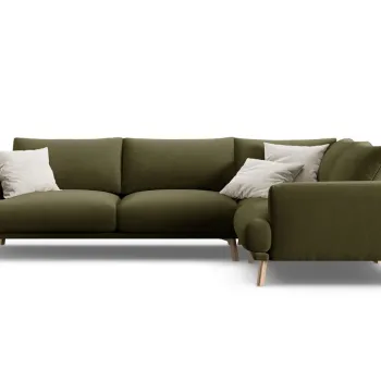 Coltar stanga 4 locuri, Naomi, Micadoni Home, 280x195x75 cm, catifea, verde imagine