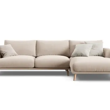 Coltar stanga 4 locuri, Naomi, Micadoni Home, 285x170x75 cm, catifea, bej imagine