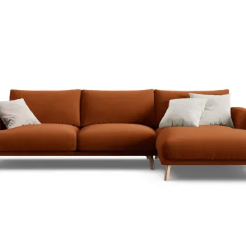 Coltar stanga 4 locuri, Naomi, Micadoni Home, 285x170x75 cm, catifea, teracota imagine