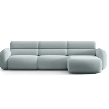 Coltar stanga 4 locuri, Neo, Micadoni Home, 305x165x83 cm, tesatura Boucle, albastru deschis imagine