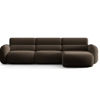 Coltar stanga 4 locuri, Neo, Micadoni Home, 305x165x83 cm, tesatura Boucle, maro imagine