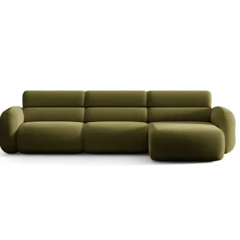 Coltar stanga 4 locuri, Neo, Micadoni Home, 305x165x83 cm, tesatura Boucle, verde oliv inchis imagine