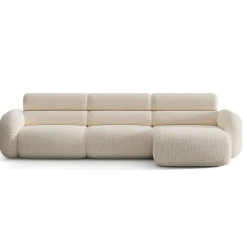 Coltar stanga 4 locuri, Neo, Micadoni Home, 305x165x83 cm, tesatura Chenille Silencio, bej deschis imagine