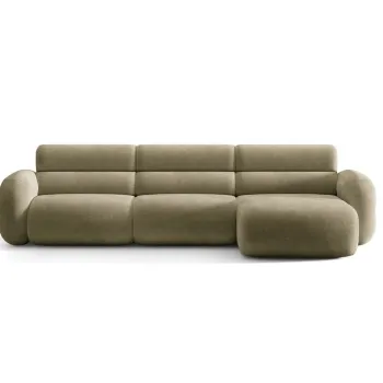 Coltar stanga 4 locuri, Neo, Micadoni Home, 305x165x83 cm, tesatura Chenille, verde oliv deschis imagine