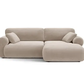 Coltar stanga 4 locuri, Ophelia, Micadoni Home, 236x164x84 cm, catifea, bej imagine