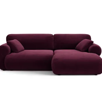 Coltar stanga 4 locuri, Ophelia, Micadoni Home, 236x164x84 cm, catifea, bordo imagine