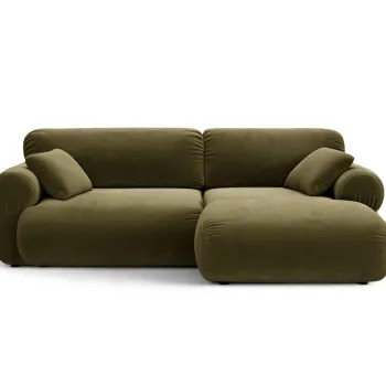 Coltar stanga 4 locuri, Ophelia, Micadoni Home, 236x164x84 cm, catifea, verde imagine