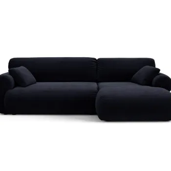 Coltar stanga 4 locuri, Ophelia, Micadoni Home, 256x164x84 cm, catifea, albastru regal imagine