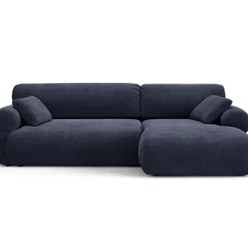 Coltar stanga 4 locuri, Ophelia, Micadoni Home, 256x164x84 cm, tesatura structurata, albastru navy imagine