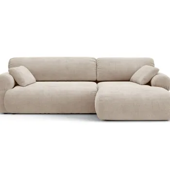 Coltar stanga 4 locuri, Ophelia, Micadoni Home, 256x164x84 cm, tesatura structurata, bej imagine