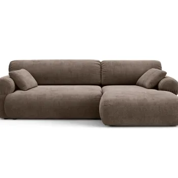 Coltar stanga 4 locuri, Ophelia, Micadoni Home, 256x164x84 cm, tesatura structurata, cappuccino imagine