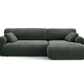 Coltar stanga 4 locuri, Ophelia, Micadoni Home, 256x164x84 cm, tesatura structurata, verde muschi imagine