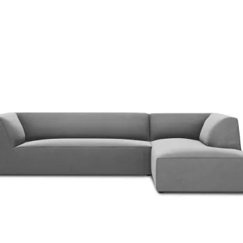 Coltar stanga 4 locuri, Ruby, Micadoni Home, BL, 273x180x69 cm, catifea, gri imagine