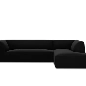 Coltar stanga 4 locuri, Ruby, Micadoni Home, BL, 273x180x69 cm, catifea, negru imagine