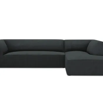 Coltar stanga 4 locuri, Ruby, Micadoni Home, BL, 273x180x69 cm, velur, negru imagine