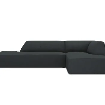 Coltar stanga 4 locuri, Ruby, Micadoni Home, BL, fara cotiera, 273x180x69 cm, velur, negru imagine