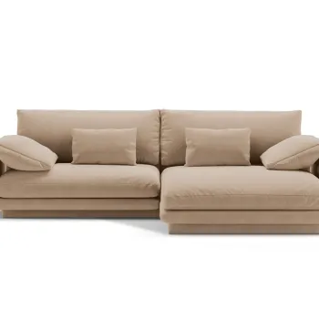 Coltar stanga 4 locuri, Torino-184, Micadoni Home, 250x170x83 cm, catifea, bej sand imagine