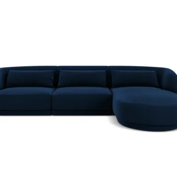 Coltar stanga 4 locuri, Tulum, Cosmopolitan Design, 255x156x70 cm, catifea, albastru regal imagine