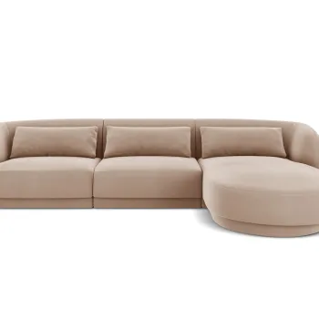 Coltar stanga 4 locuri, Tulum, Cosmopolitan Design, 255x156x70 cm, catifea, bej imagine