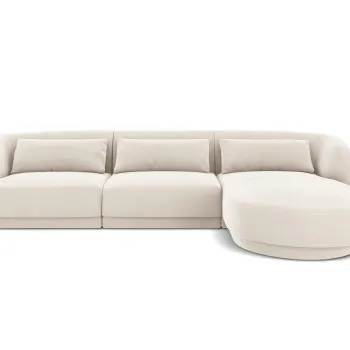 Coltar stanga 4 locuri, Tulum, Cosmopolitan Design, 255x156x70 cm, catifea, bej deschis imagine