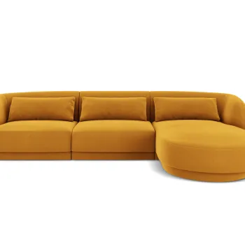 Coltar stanga 4 locuri, Tulum, Cosmopolitan Design, 255x156x70 cm, catifea, galben imagine