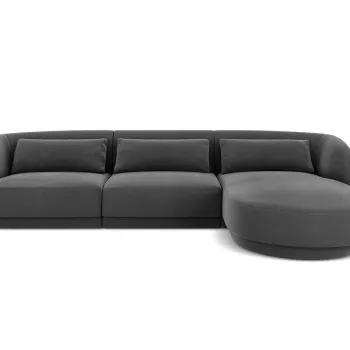 Coltar stanga 4 locuri, Tulum, Cosmopolitan Design, 255x156x70 cm, catifea, gri imagine